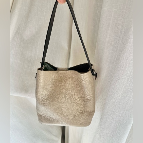 BOTKIER Two-Tone Colorblock Leather Bucket Bag - Picture 4 of 10